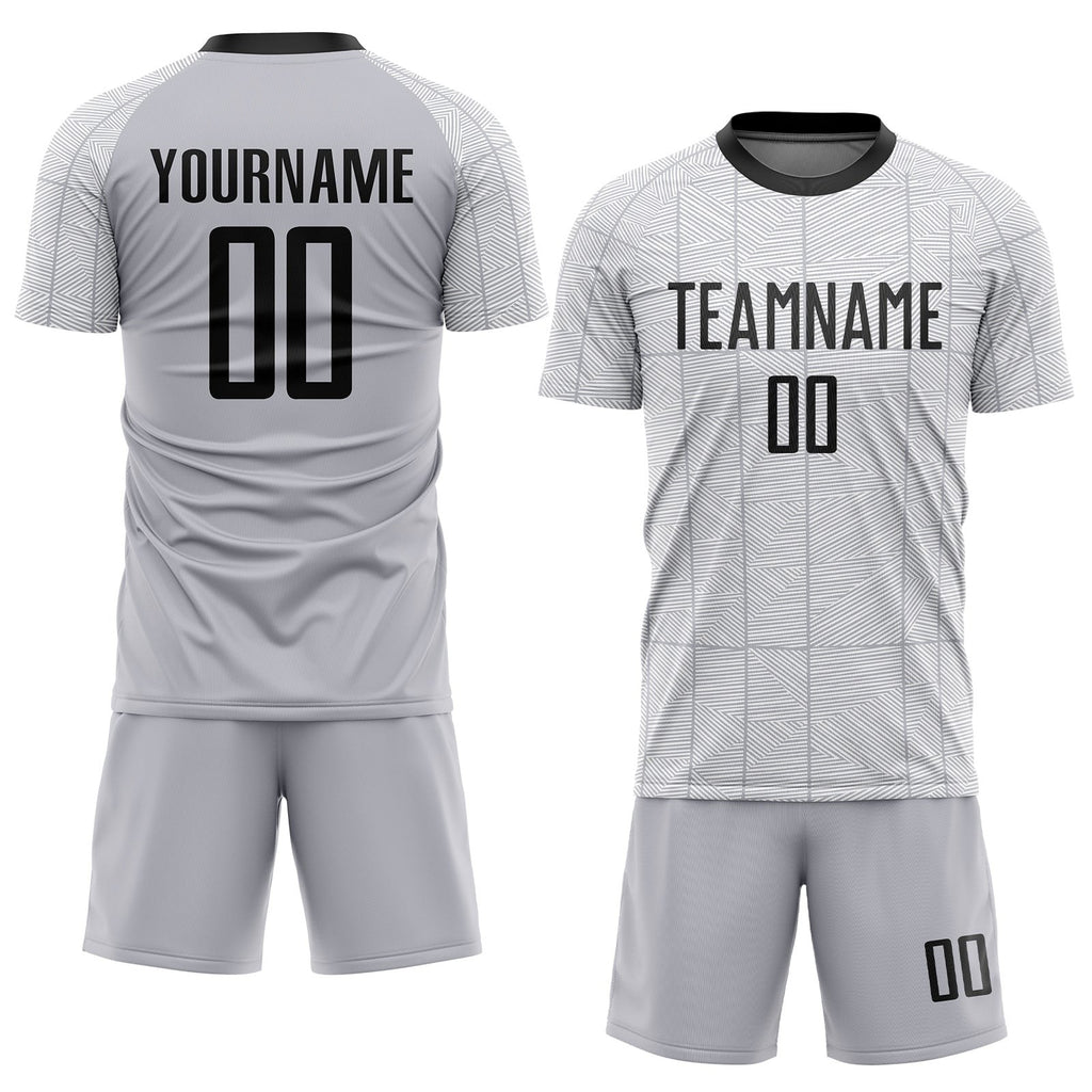 Custom Gray Black-White Sublimation Soccer Uniform Jersey photo 2