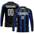 Custom Black White-Royal Sublimation Soccer Uniform Jersey photo 3