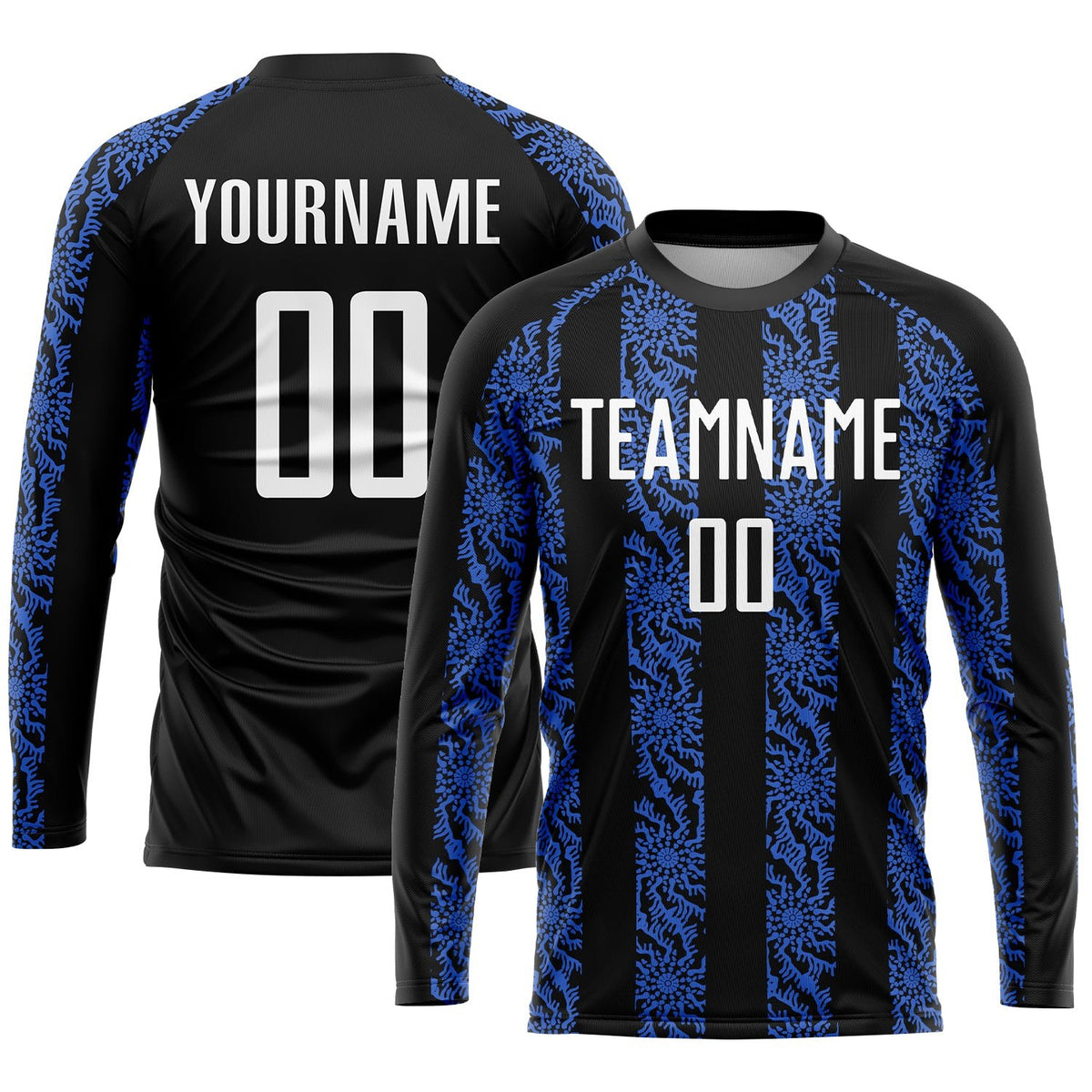 Custom Black White-Royal Sublimation Soccer Uniform Jersey photo 3