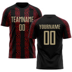 Custom Black Vegas Gold-Red Sublimation Soccer Uniform Jersey