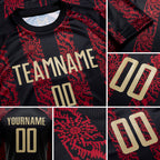 Custom Black Vegas Gold-Red Sublimation Soccer Uniform Jersey detail