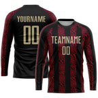Custom Black Vegas Gold-Red Sublimation Soccer Uniform Jersey photo 3