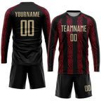 Custom Black Vegas Gold-Red Sublimation Soccer Uniform Jersey photo 4