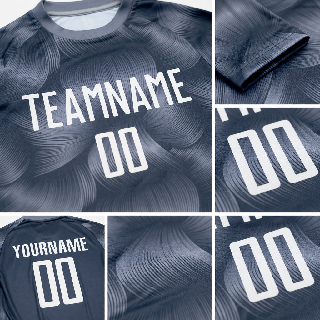 Custom Steel Gray White Sublimation Soccer Uniform Jersey detail