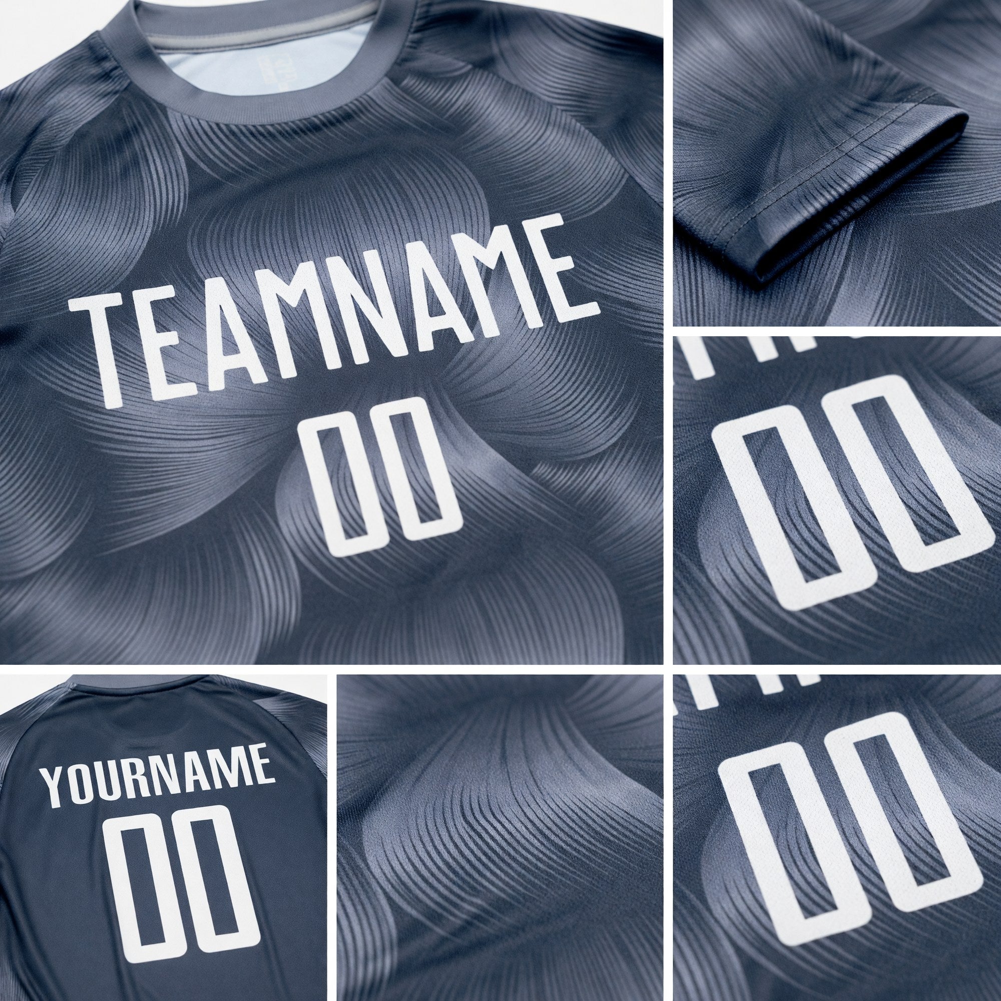 Custom Steel Gray White Sublimation Soccer Uniform Jersey detail