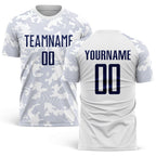 Custom White Navy Sublimation Soccer Uniform Jersey