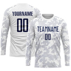 Custom White Navy Sublimation Soccer Uniform Jersey photo 1