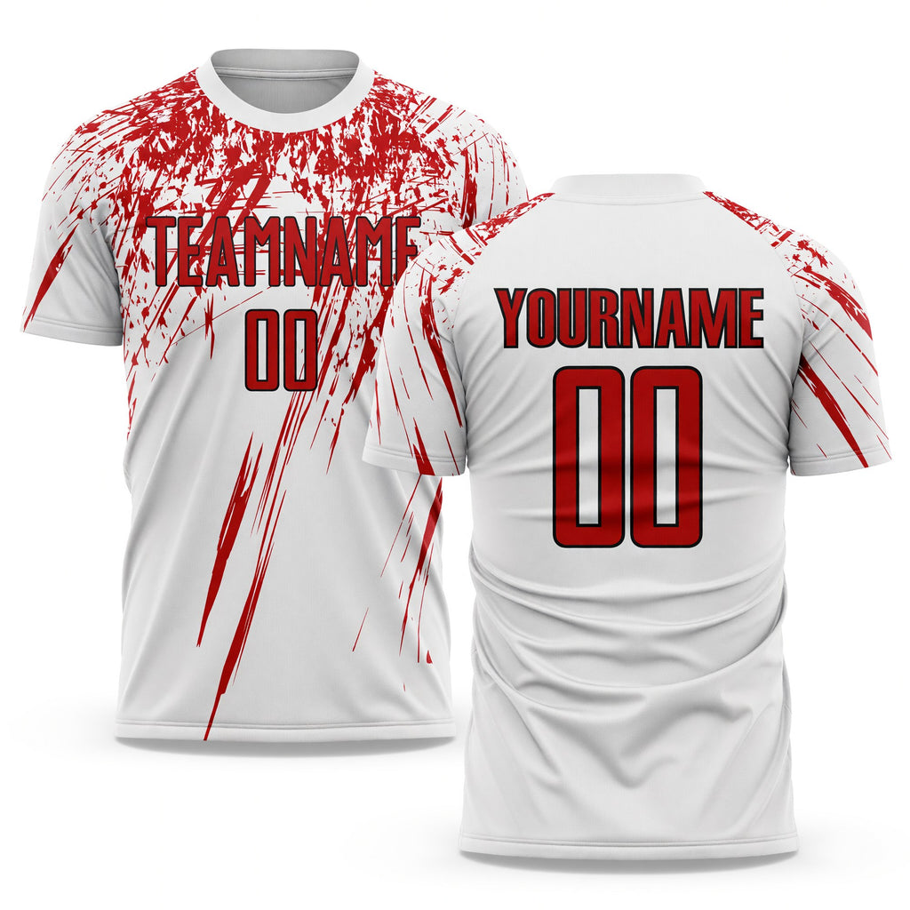 Custom White Red-Black Sublimation Soccer Uniform Jersey