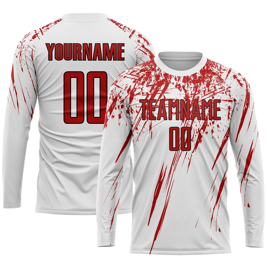 Custom White Red-Black Sublimation Soccer Uniform Jersey photo 1