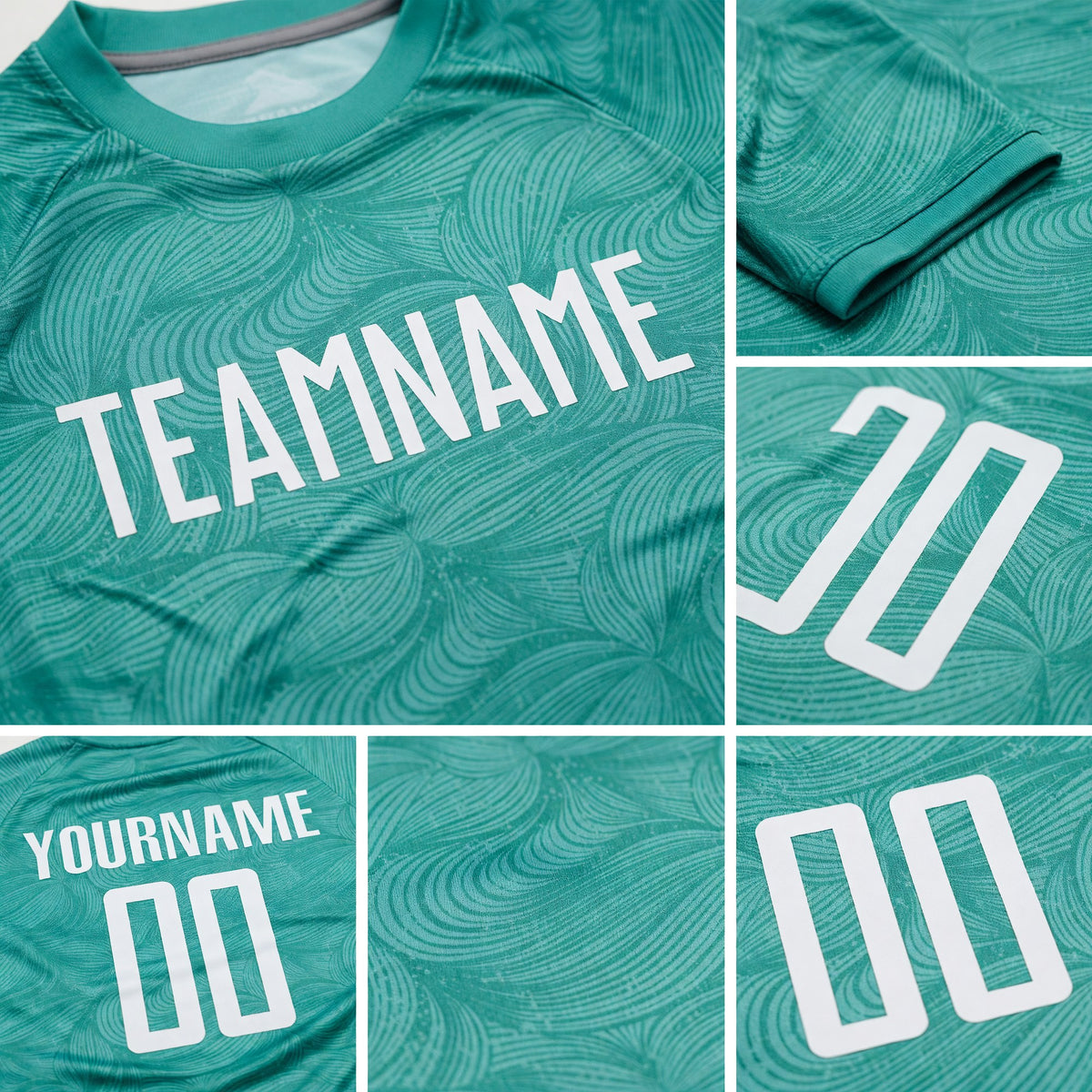 Custom Aqua White Sublimation Soccer Uniform Jersey detail