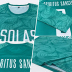 Custom Aqua White Sublimation Soccer Uniform Jersey photo 4