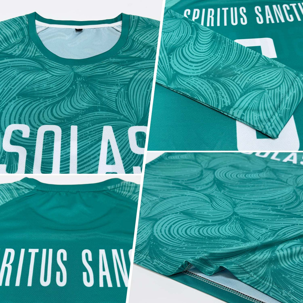 Custom Aqua White Sublimation Soccer Uniform Jersey photo 4