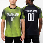 Custom Gold White-Black Sublimation Soccer Uniform Jersey worn front and back