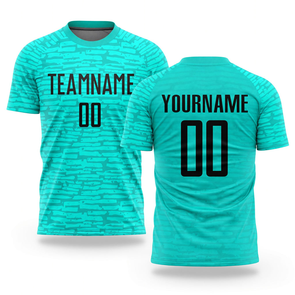 Custom Aqua Black Sublimation Soccer Uniform Jersey