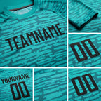 Custom Aqua Black Sublimation Soccer Uniform Jersey detail