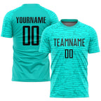Custom Aqua Black Sublimation Soccer Uniform Jersey photo 1