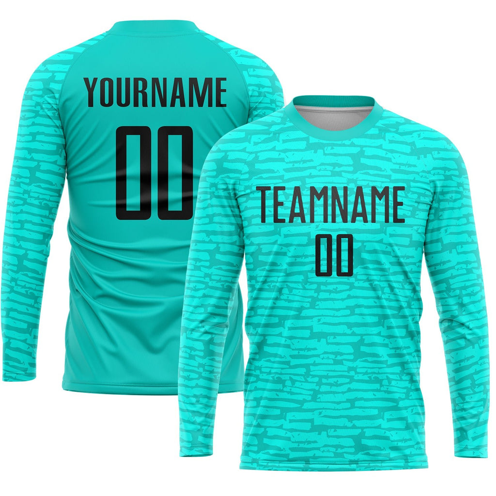 Custom Aqua Black Sublimation Soccer Uniform Jersey photo 2