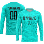 Custom Aqua Black Sublimation Soccer Uniform Jersey photo 2