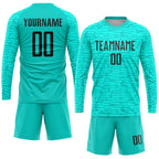 Custom Aqua Black Sublimation Soccer Uniform Jersey photo 3
