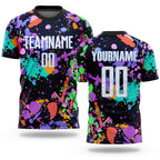Custom Graffiti Pattern White-Light Blue Sublimation Soccer Uniform Jersey