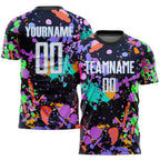 Custom Graffiti Pattern White-Light Blue Sublimation Soccer Uniform Jersey photo 1