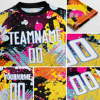 Custom Graffiti Pattern White-Light Blue Sublimation Soccer Uniform Jersey detail