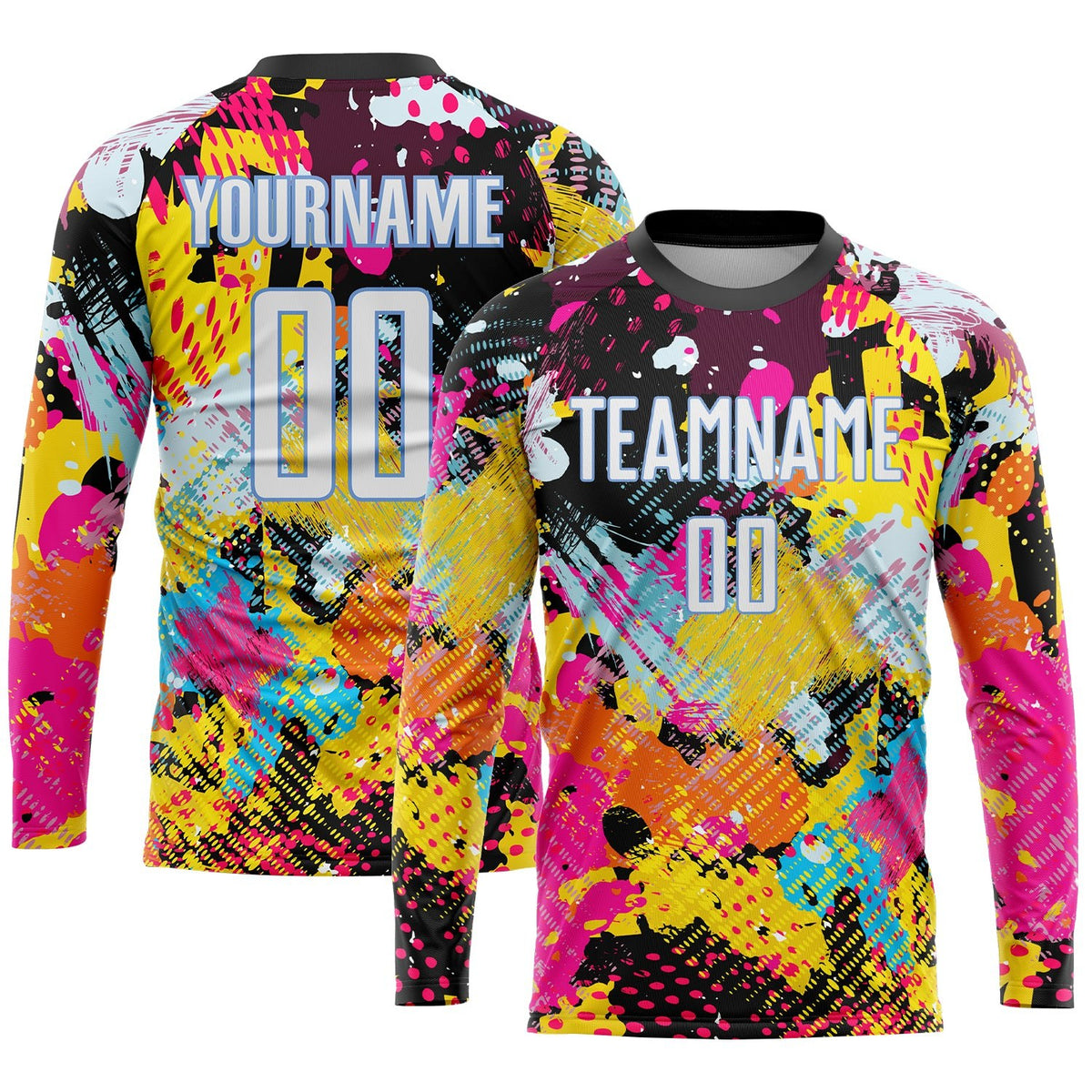 Custom Graffiti Pattern White-Light Blue Sublimation Soccer Uniform Jersey photo 3