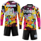 Custom Graffiti Pattern White-Light Blue Sublimation Soccer Uniform Jersey photo 4