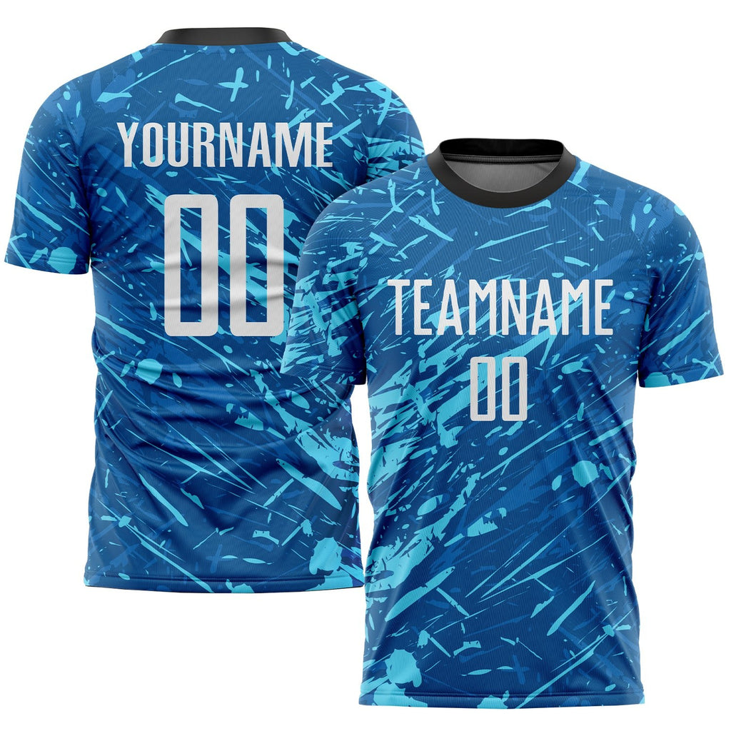 Custom Royal White-Light Blue Sublimation Soccer Uniform Jersey photo 1