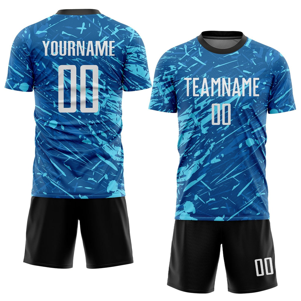 Custom Royal White-Light Blue Sublimation Soccer Uniform Jersey photo 2