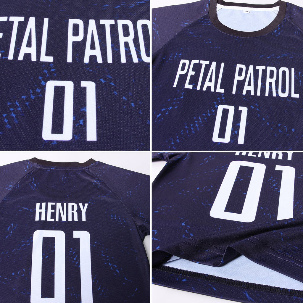 Custom Dark Purple White-Black Sublimation Soccer Uniform Jersey photo 7