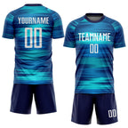 Custom Light Blue White-Black Sublimation Soccer Uniform Jersey photo 2