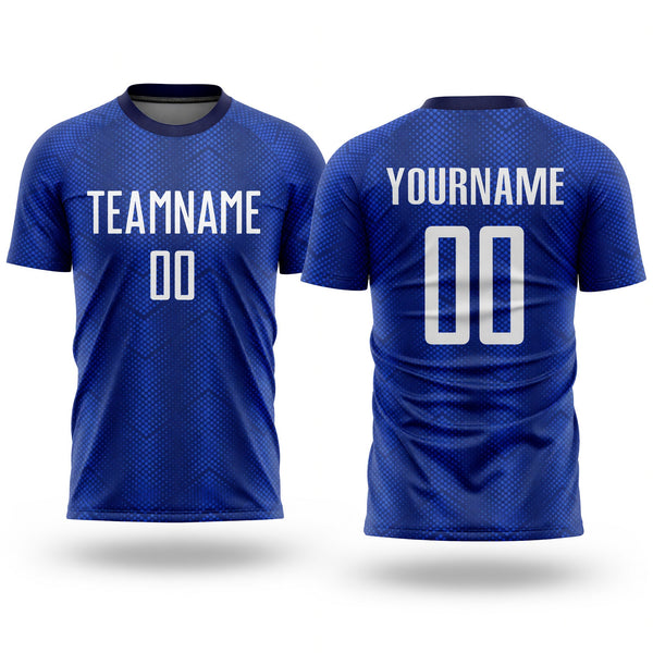 Custom Royal White-Navy Sublimation Soccer Uniform Jersey
