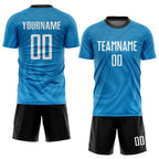 Custom Light Blue White-Black Sublimation Soccer Uniform Jersey photo 2