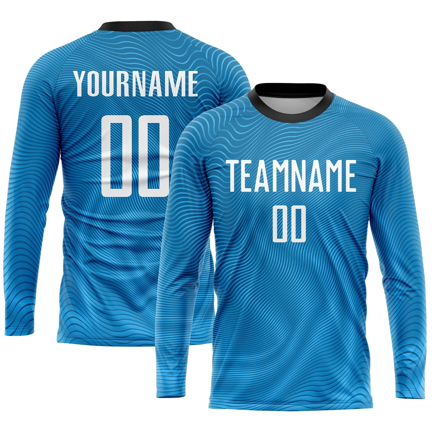 Custom Light Blue White-Black Sublimation Soccer Uniform Jersey photo 3