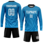 Custom Light Blue White-Black Sublimation Soccer Uniform Jersey photo 4