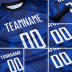 Custom Dark Purple White Royal-Navy Sublimation Soccer Uniform Jersey detail