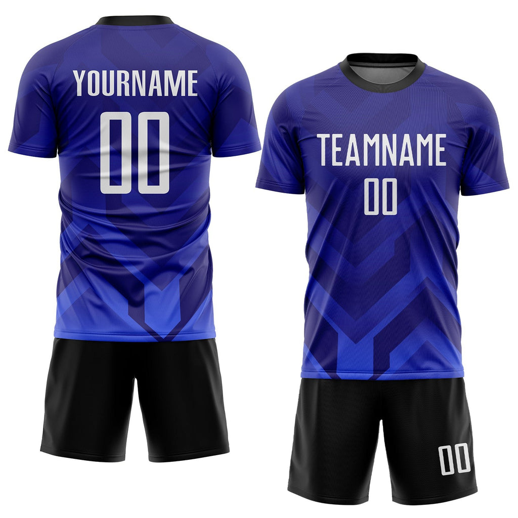 Custom Dark Purple White Royal-Navy Sublimation Soccer Uniform Jersey photo 2