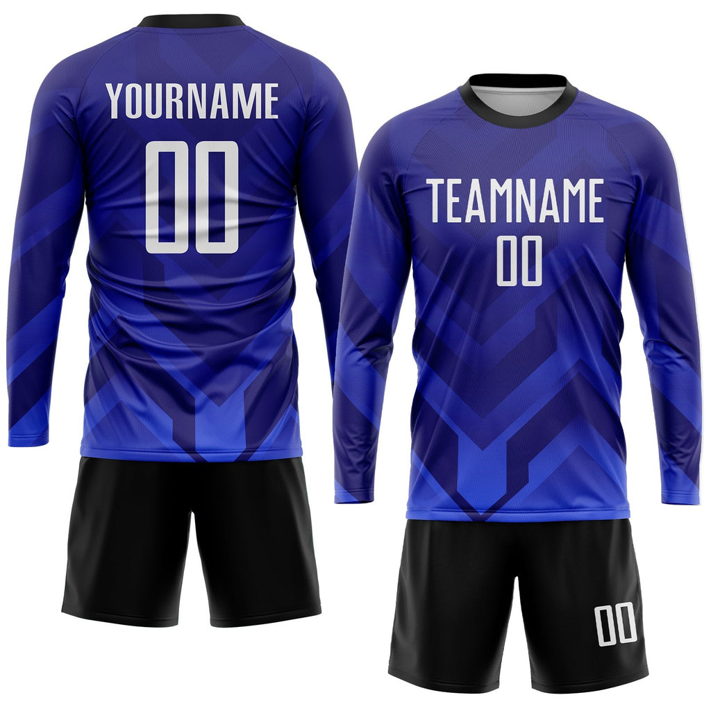 Custom Dark Purple White Royal-Navy Sublimation Soccer Uniform Jersey photo 4