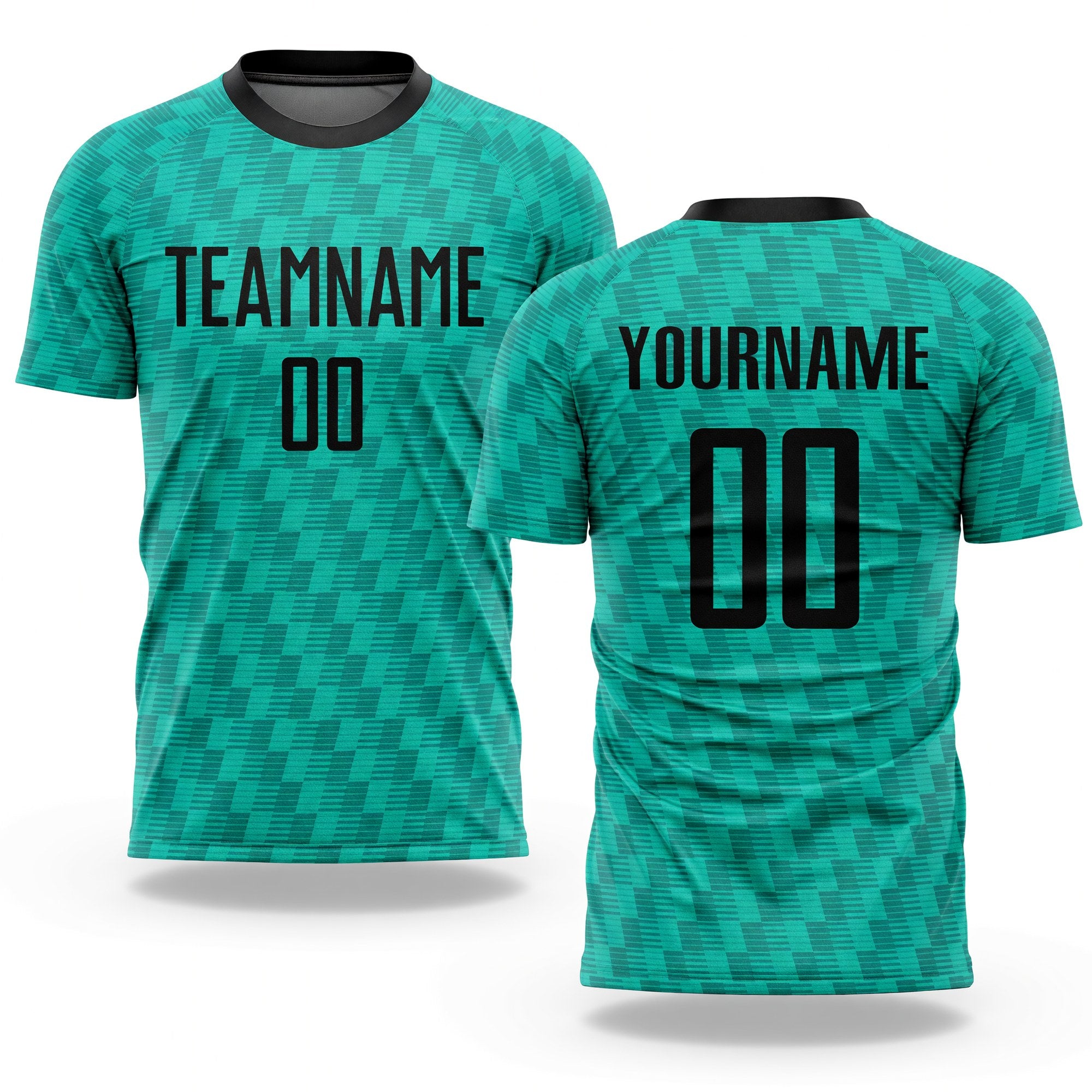 Custom Teal Black Sublimation Soccer Uniform Jersey