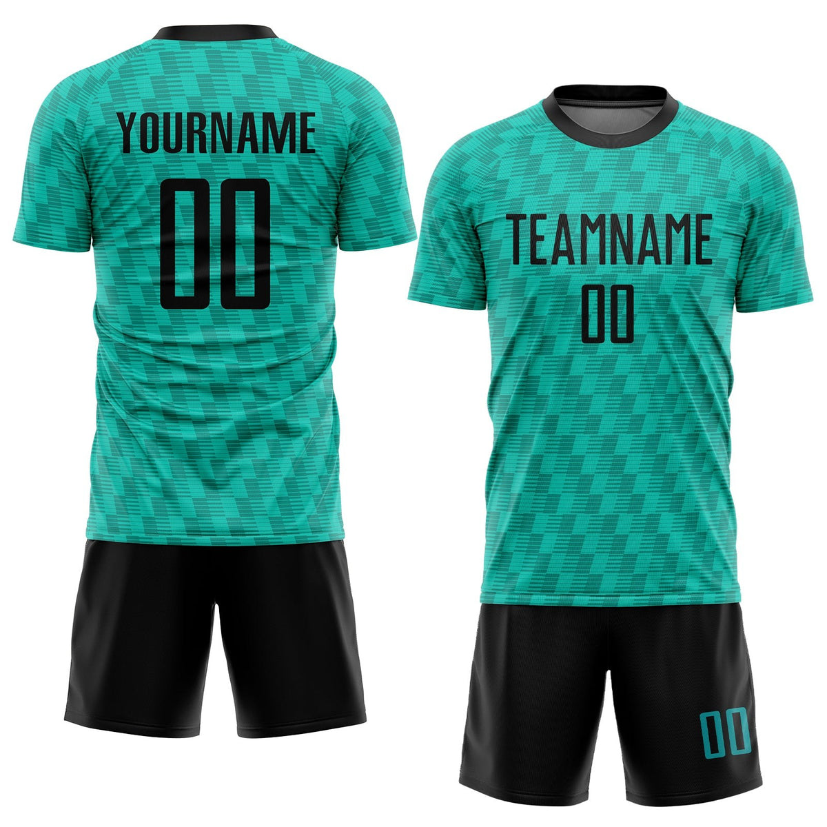 Custom Teal Black Sublimation Soccer Uniform Jersey photo 2