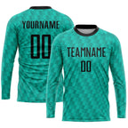 Custom Teal Black Sublimation Soccer Uniform Jersey photo 3