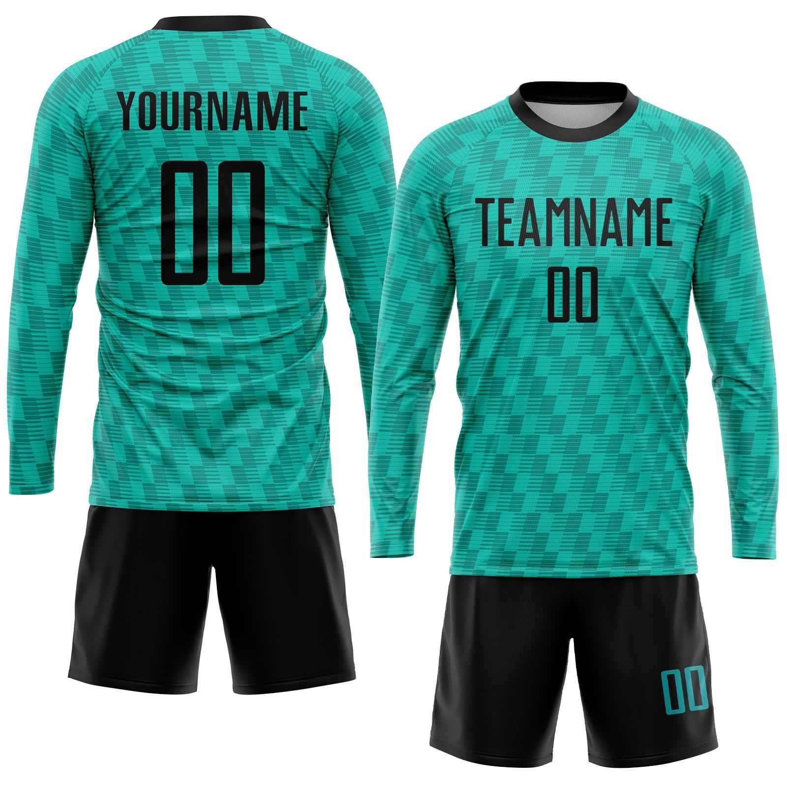 Custom Teal Black Sublimation Soccer Uniform Jersey photo 4