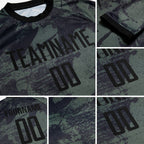 Custom Olive Black Sublimation Salute To Service Soccer Uniform Jersey detail