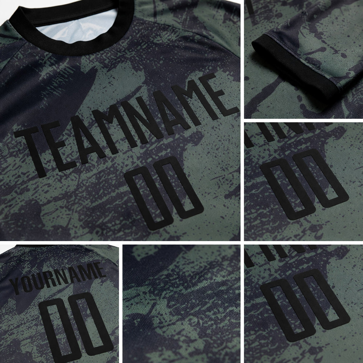Custom Olive Black Sublimation Salute To Service Soccer Uniform Jersey detail