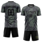 Custom Olive Black Sublimation Salute To Service Soccer Uniform Jersey photo 2