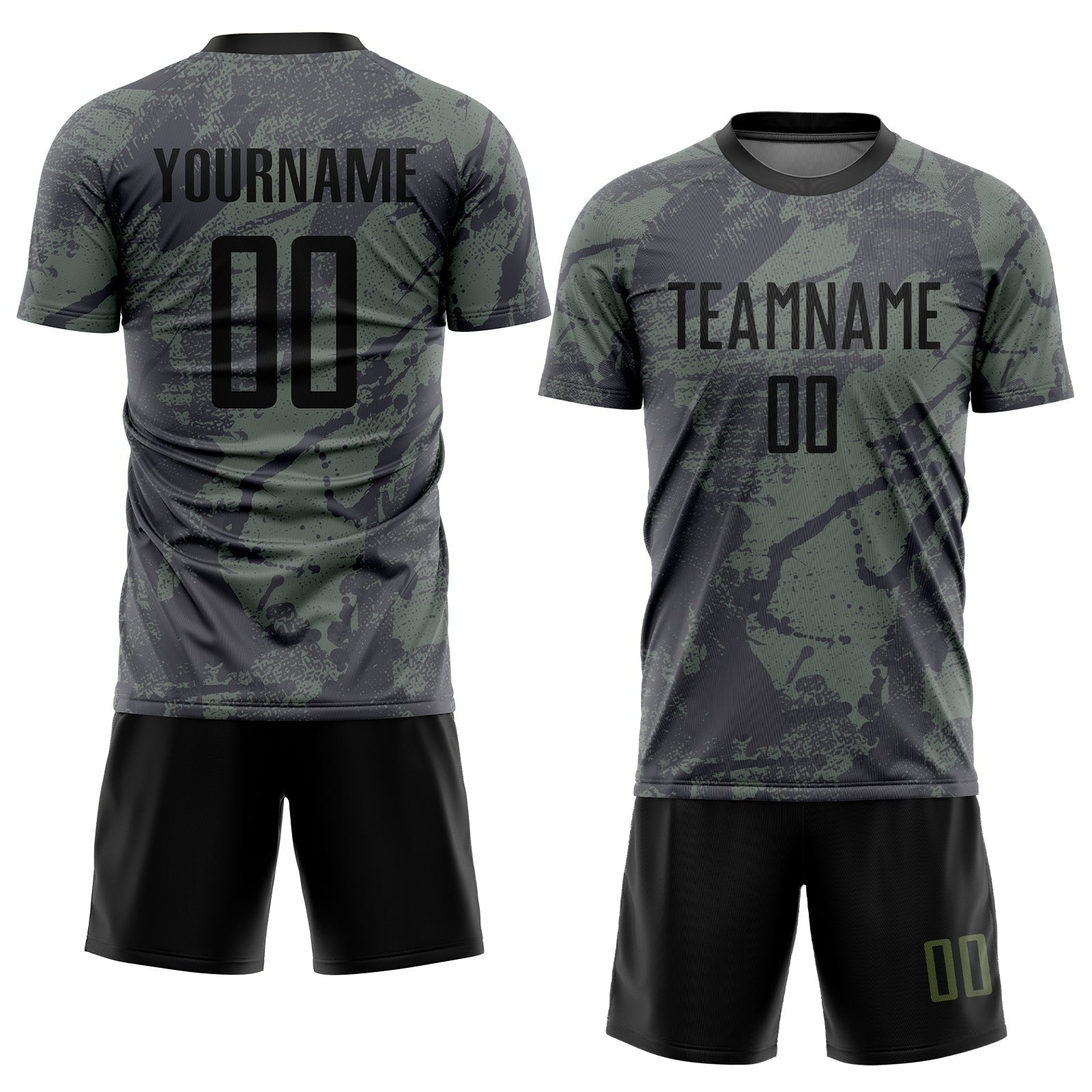 Custom Olive Black Sublimation Salute To Service Soccer Uniform Jersey photo 2