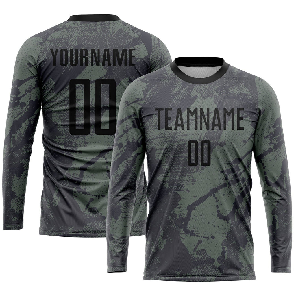 Custom Olive Black Sublimation Salute To Service Soccer Uniform Jersey photo 3