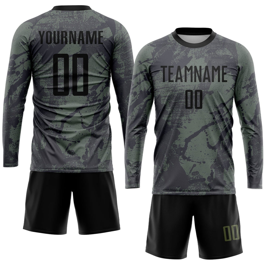 Custom Olive Black Sublimation Salute To Service Soccer Uniform Jersey photo 4