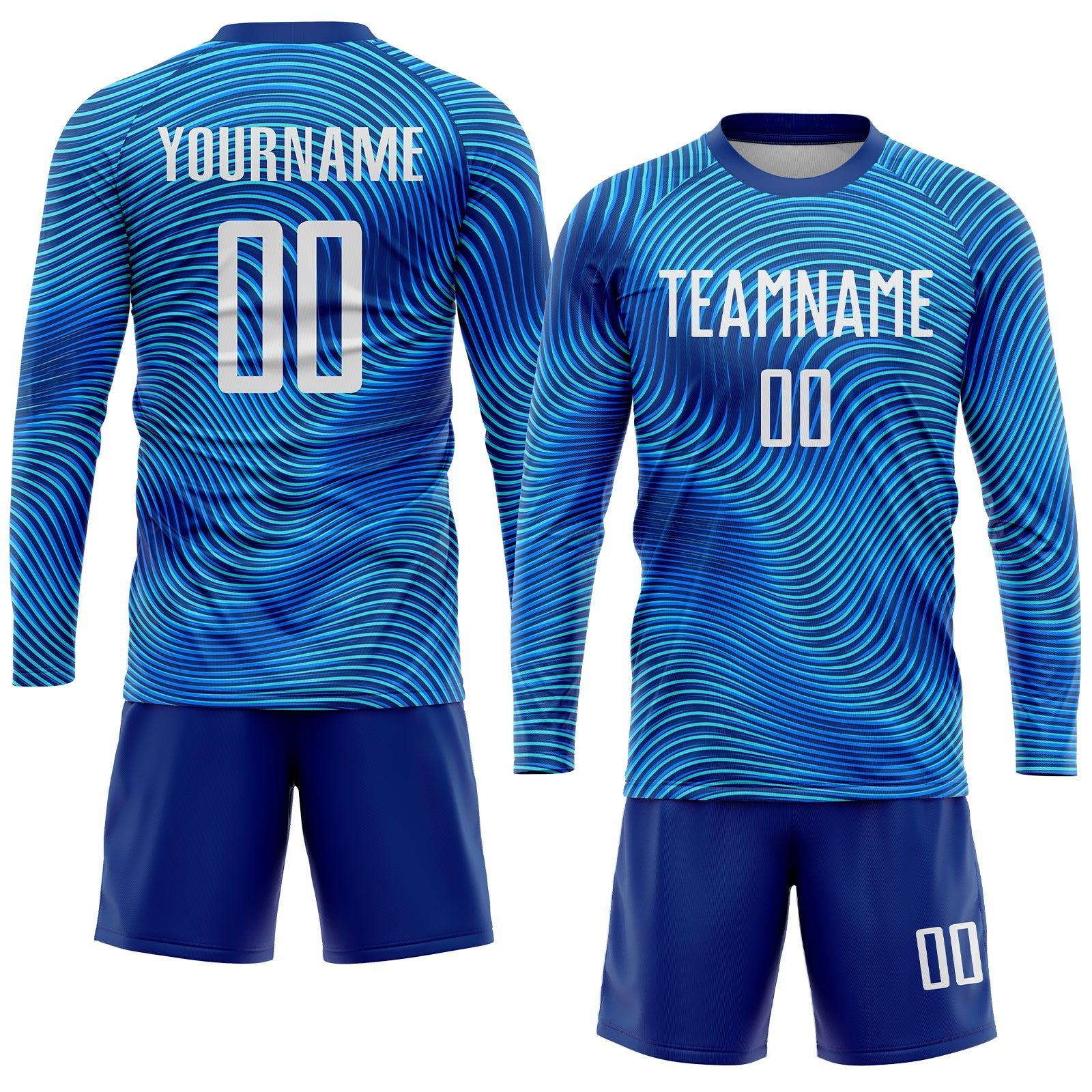 Custom Light Blue White-Royal Sublimation Soccer Uniform Jersey photo 4